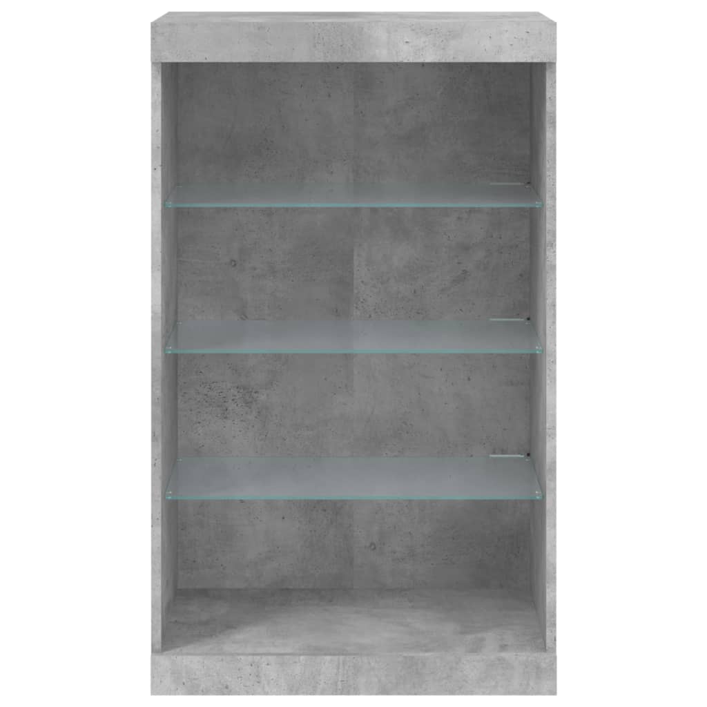 Skjenk med LED-lys betonggrå 60,5x37x100 cm
