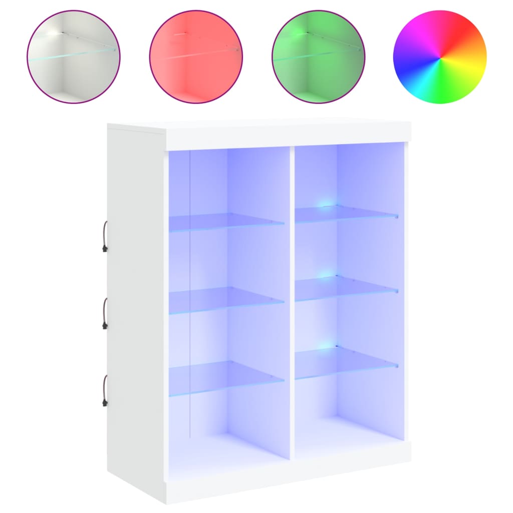 Skjenk med LED-lys hvit 81x37x100 cm
