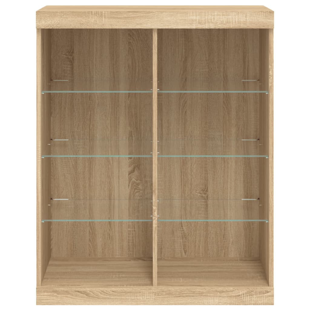 Skjenk med LED-lys sonoma eik 81x37x100 cm
