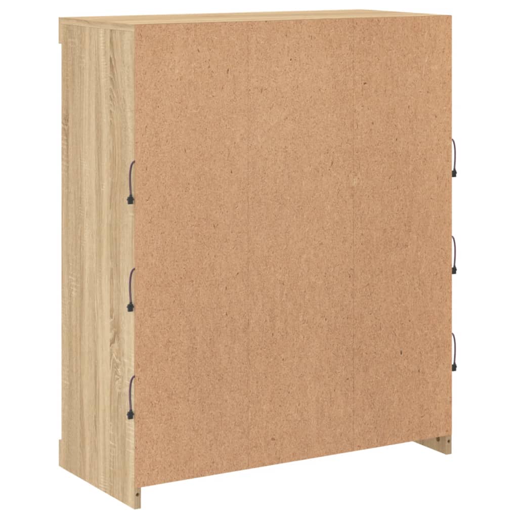 Skjenk med LED-lys sonoma eik 81x37x100 cm