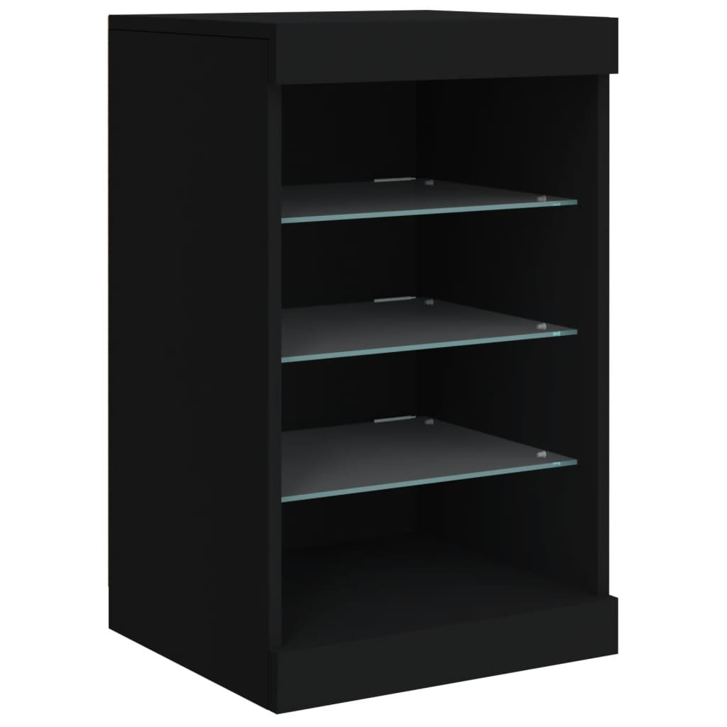 Skjenk med LED-lys svart 41x37x67 cm