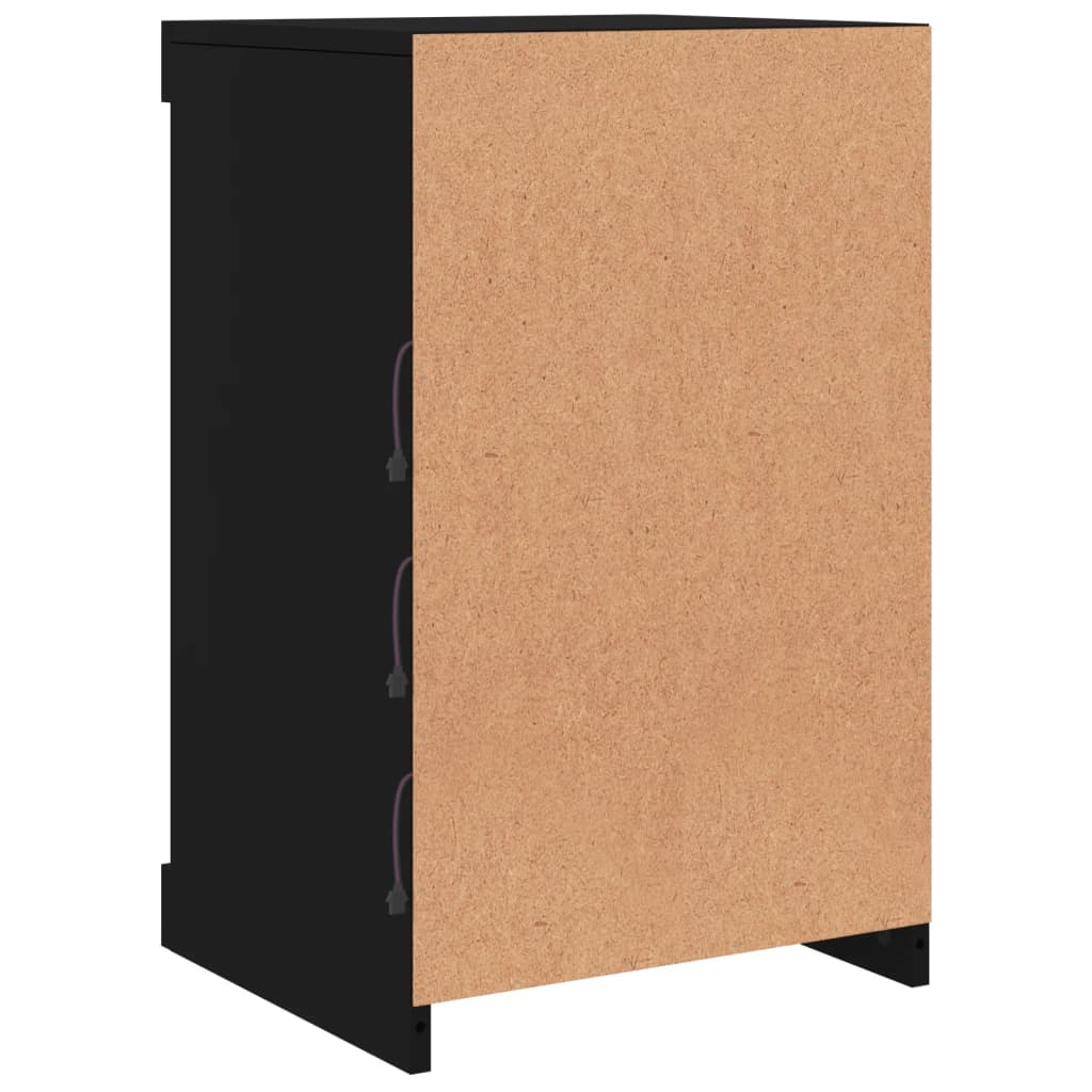 Skjenk med LED-lys svart 41x37x67 cm