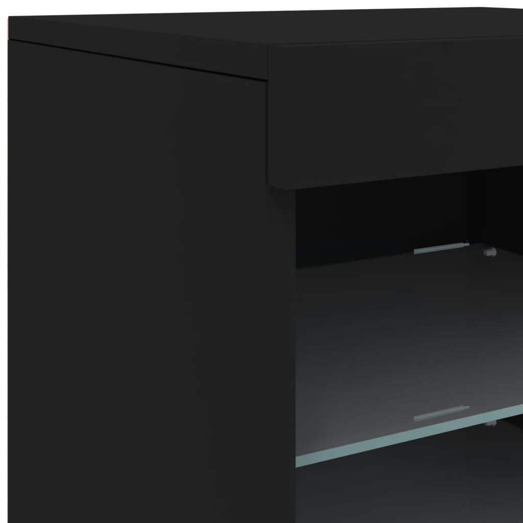 Skjenk med LED-lys svart 41x37x67 cm