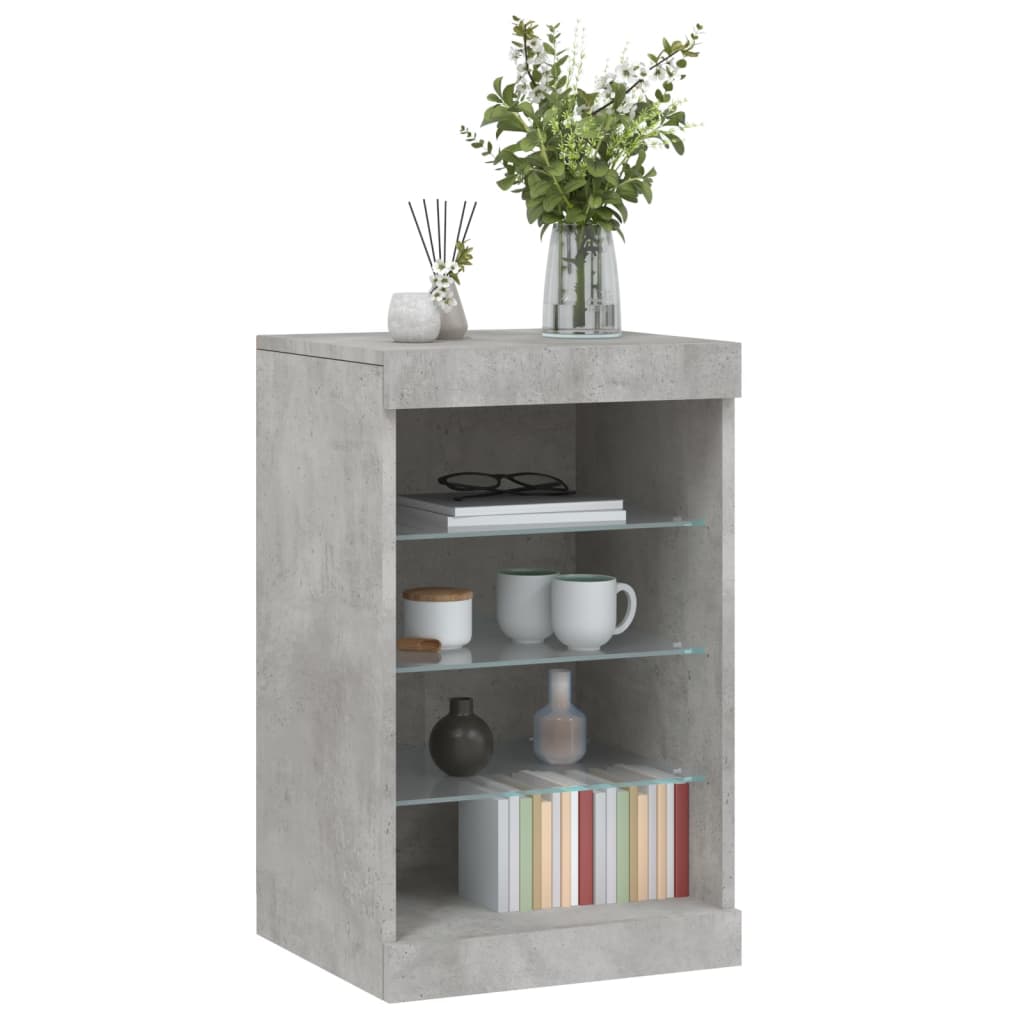 Skjenk med LED-lys betonggrå 41x37x67 cm
