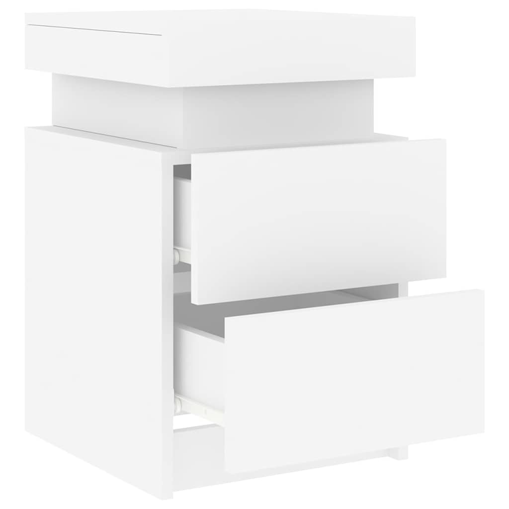 Nattbord med LED hvit 35x39x55 cm