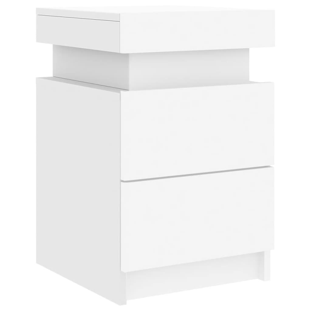 Nattbord med LED 2 stk hvit 35x39x55 cm