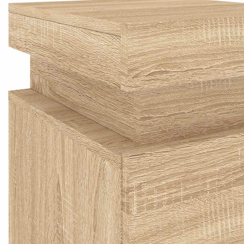 Nattbord med LED 2 stk sonoma eik 35x39x55 cm
