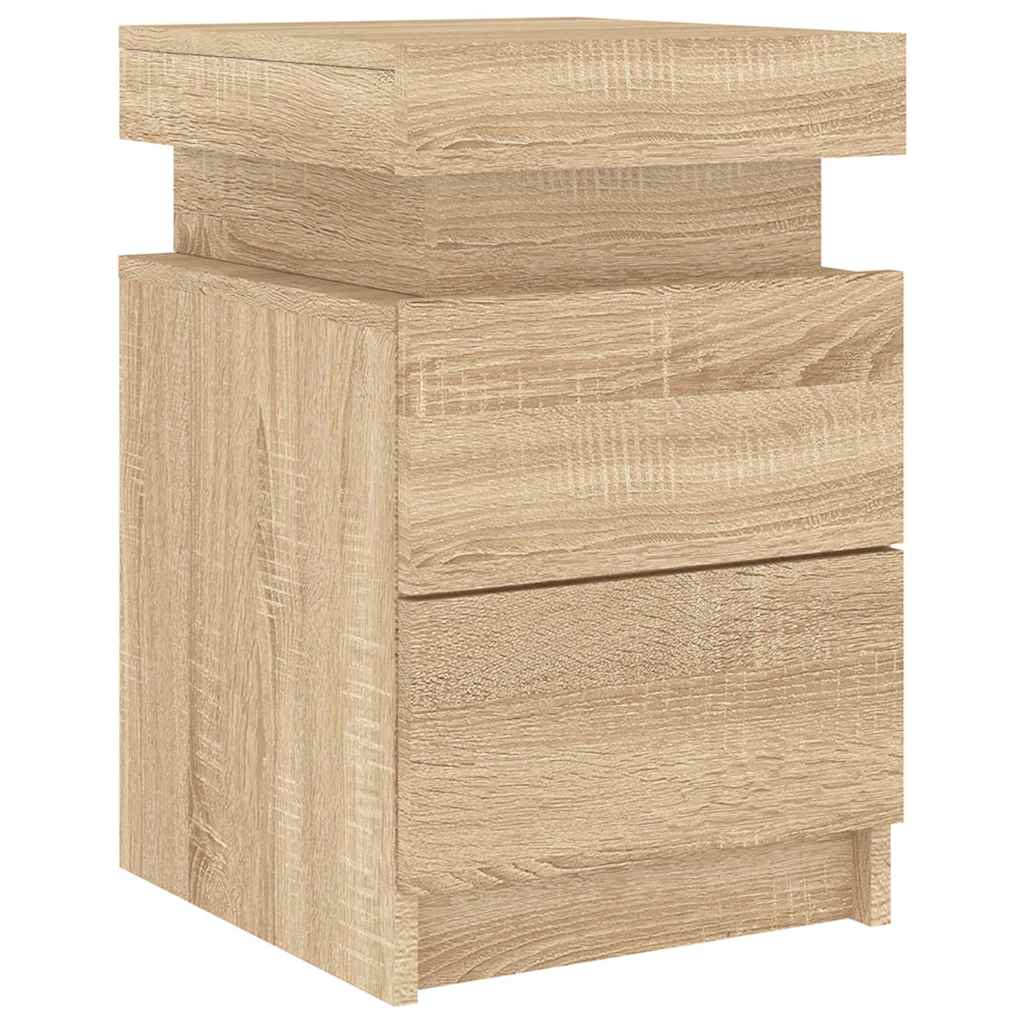 Nattbord med LED 2 stk sonoma eik 35x39x55 cm