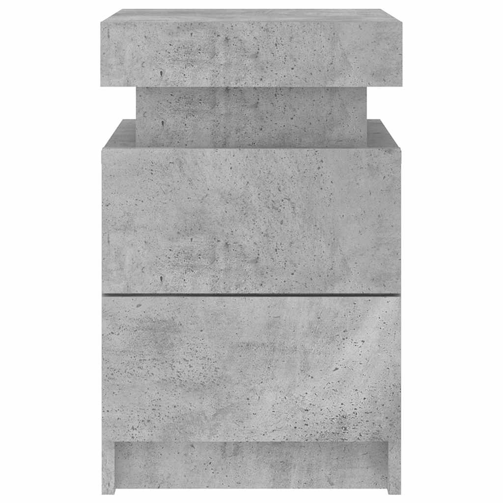 Nattbord med LED 2 stk betonggrå 35x39x55 cm