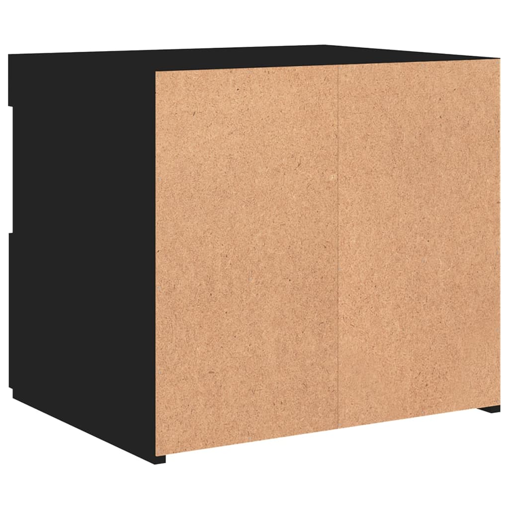 Nattbord med LED svart 50x40x45 cm