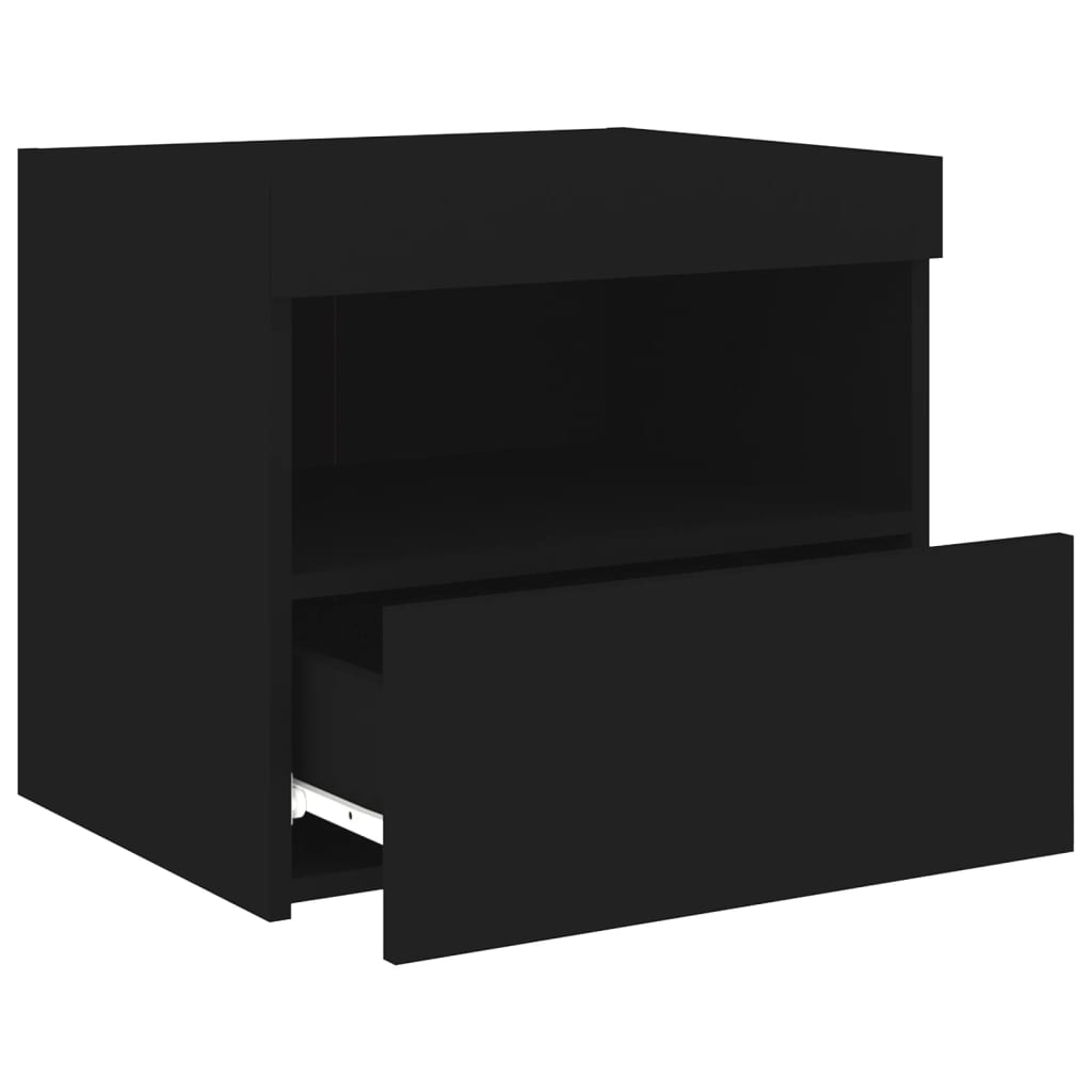 Nattbord med LED 2 stk svart 50x40x45 cm