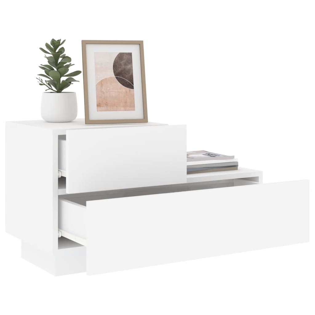 Nattbord med LED hvit 70x36x40,5 cm