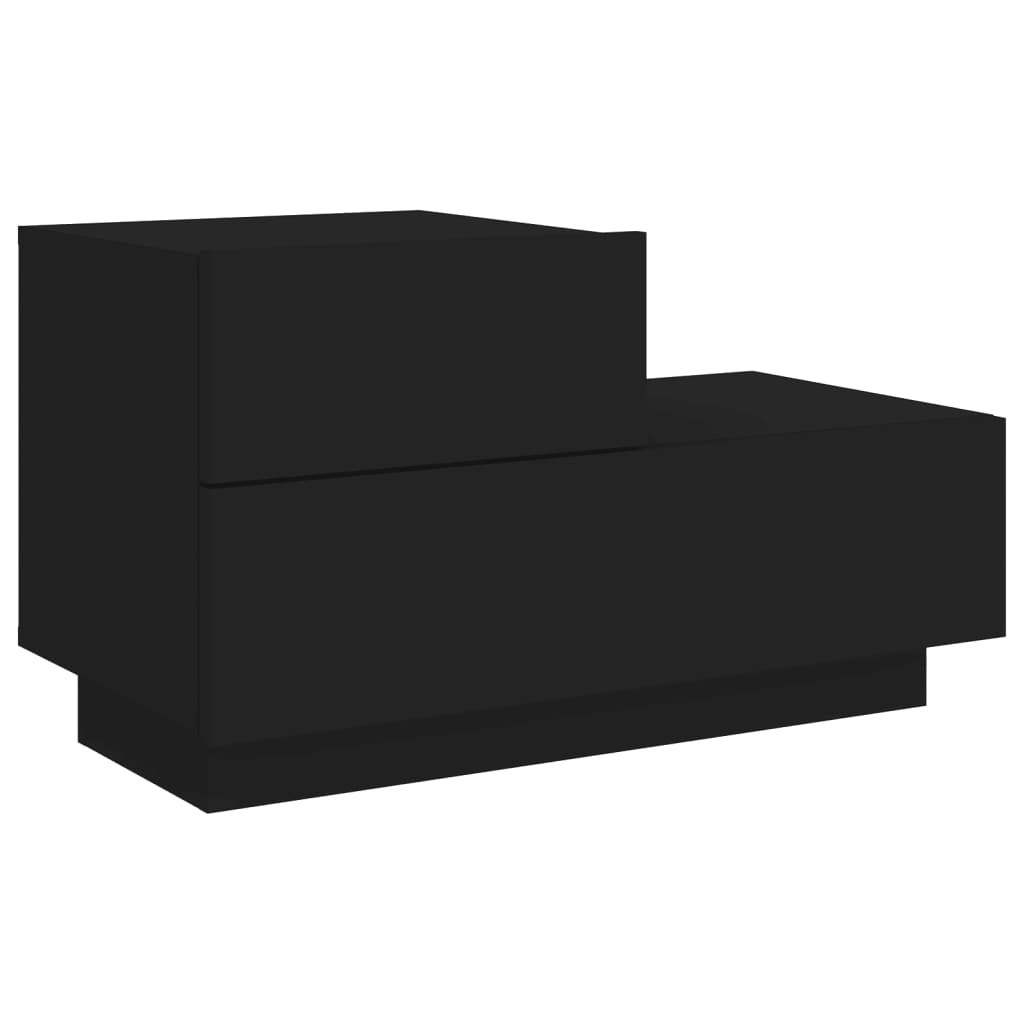 Nattbord med LED svart 70x36x40,5 cm