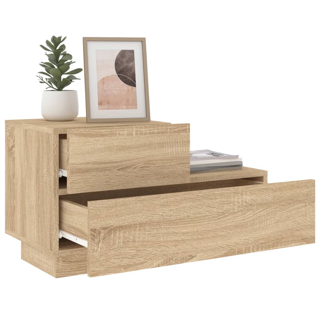 Nattbord med LED sonoma eik 70x36x40,5 cm