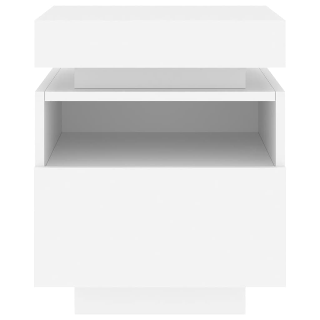 Nattbord med LED 2 stk hvit 40x39x48,5 cm