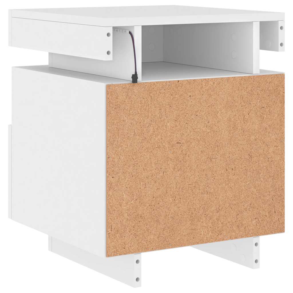 Nattbord med LED 2 stk hvit 40x39x48,5 cm