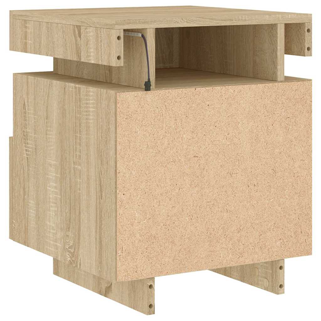 Nattbord med LED 2 stk sonoma eik 40x39x48,5 cm