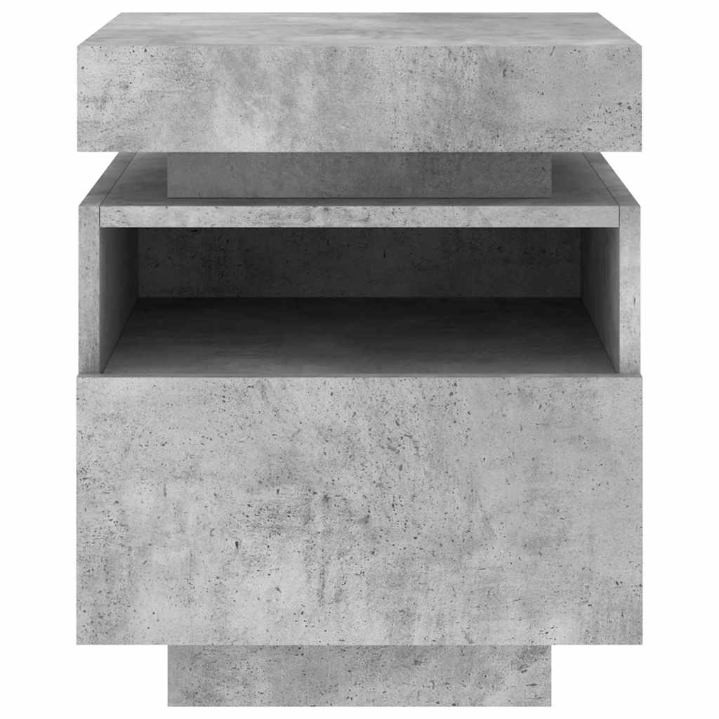 Nattbord med LED 2 stk betonggrå 40x39x48,5 cm