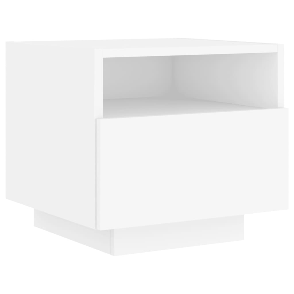 Nattbord med LED hvit 40x39x37 cm