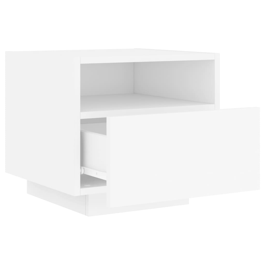 Nattbord med LED hvit 40x39x37 cm