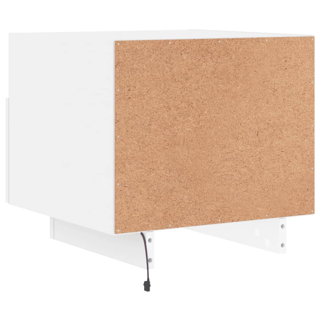 Nattbord med LED hvit 40x39x37 cm