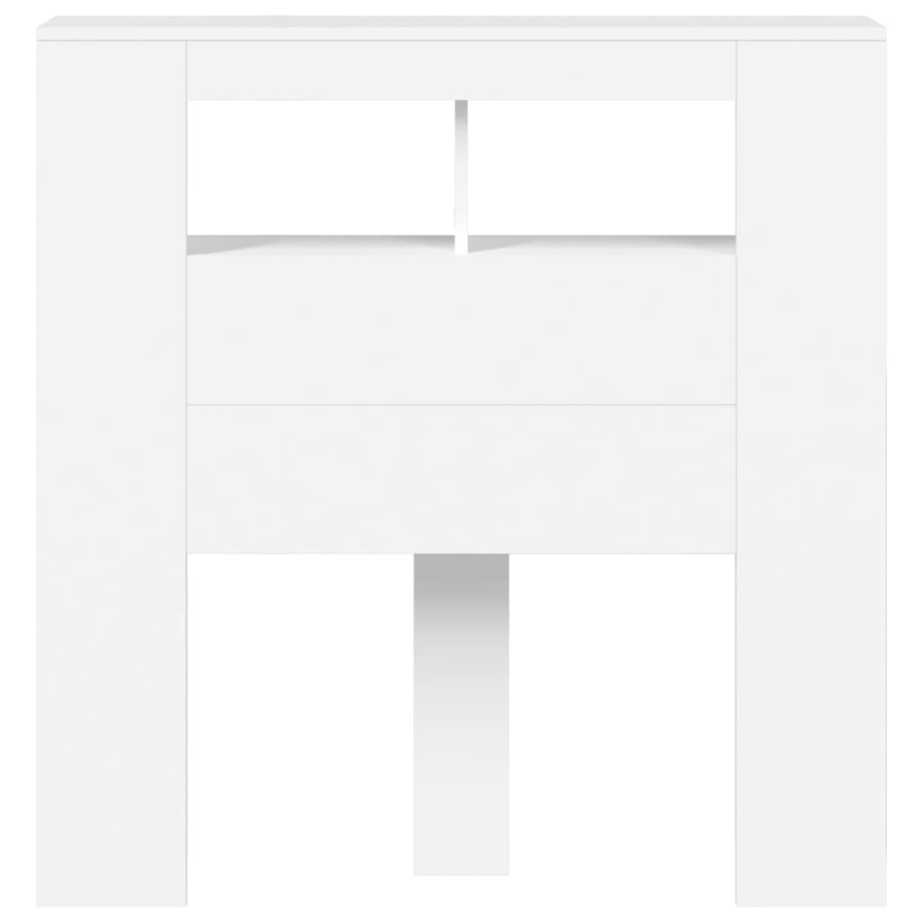 Sengegavl med LED hvit 100x18,5x103,5 cm konstruert tre
