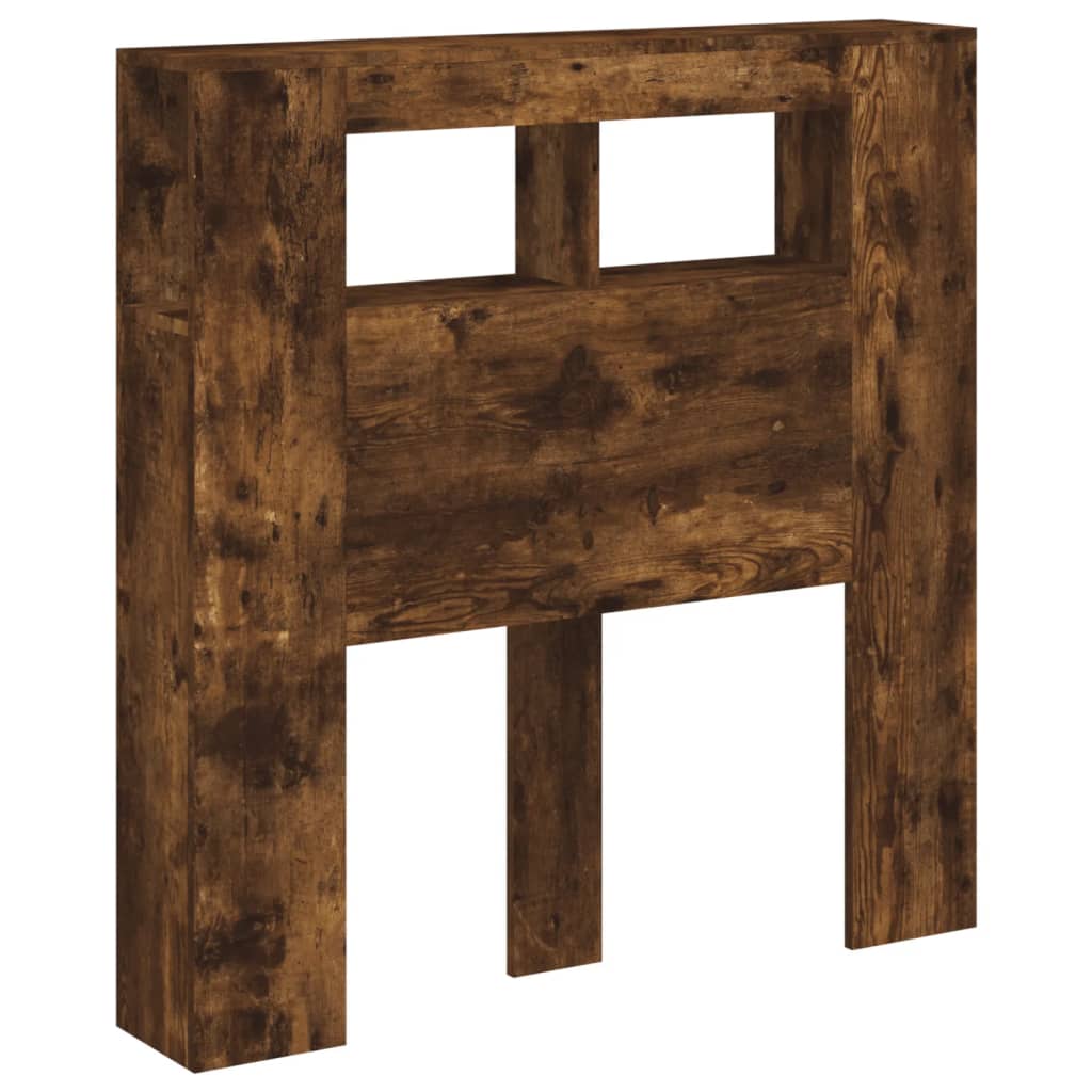 Sengegavl med LED røkt eik 100x18,5x103,5 cm konstruert tre