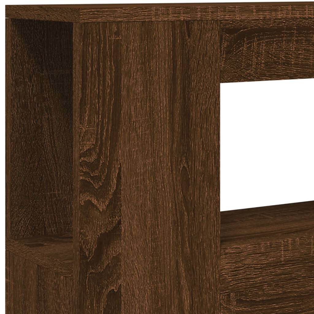 Sengegavl med LED brun eik 100x18,5x103,5 cm konstruert tre