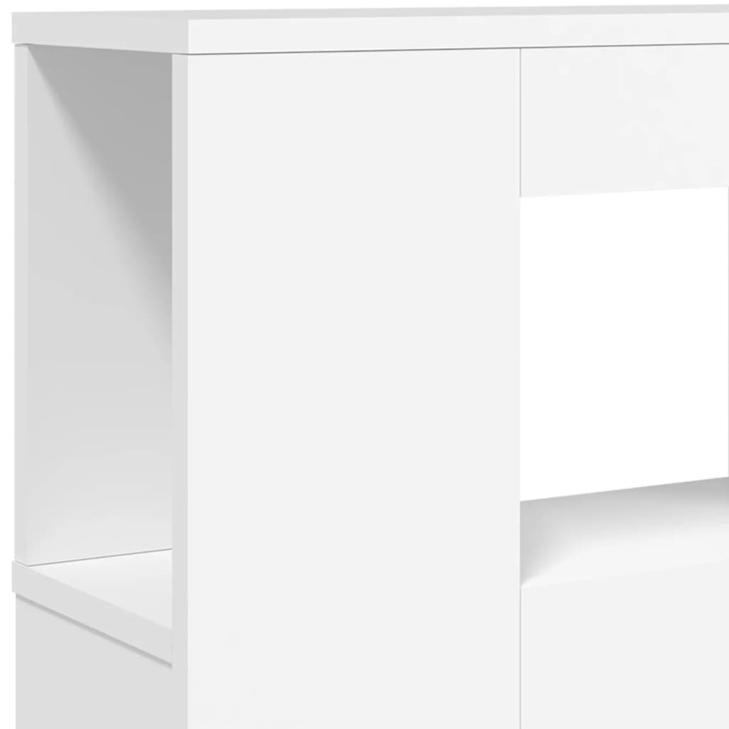 Sengegavl med LED hvit 120x18,5x103,5 cm konstruert tre