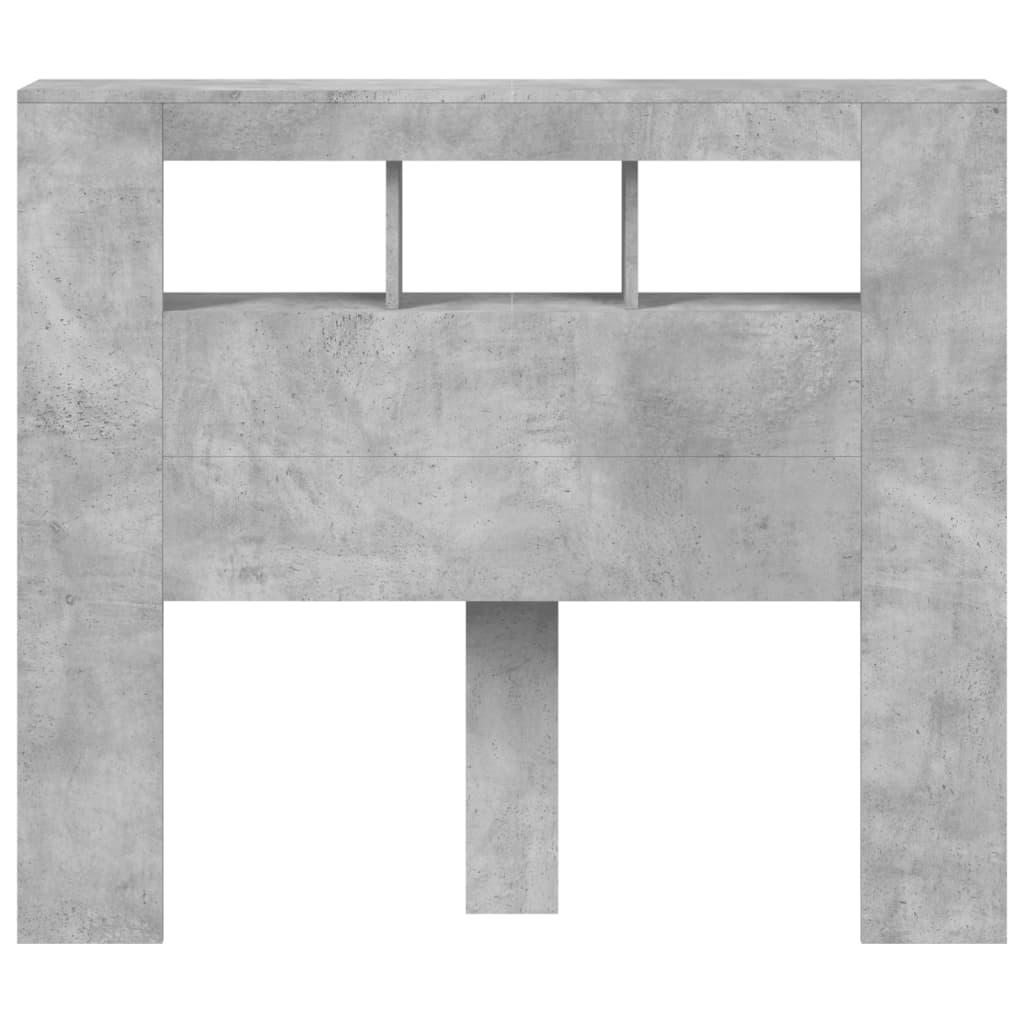 Sengegavl med LED betonggrå 120x18,5x103,5 cm konstruert tre