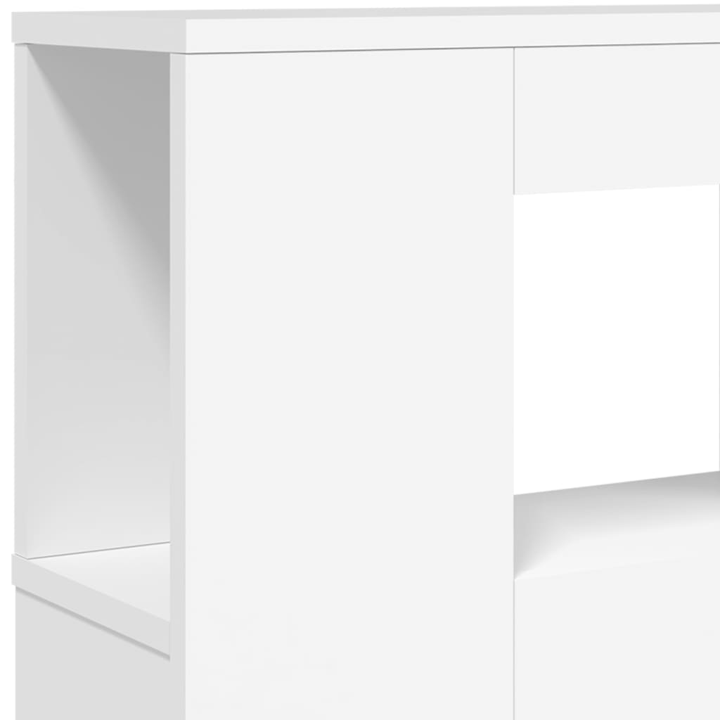 Sengegavl med LED hvit 140x18,5x103,5 cm konstruert tre