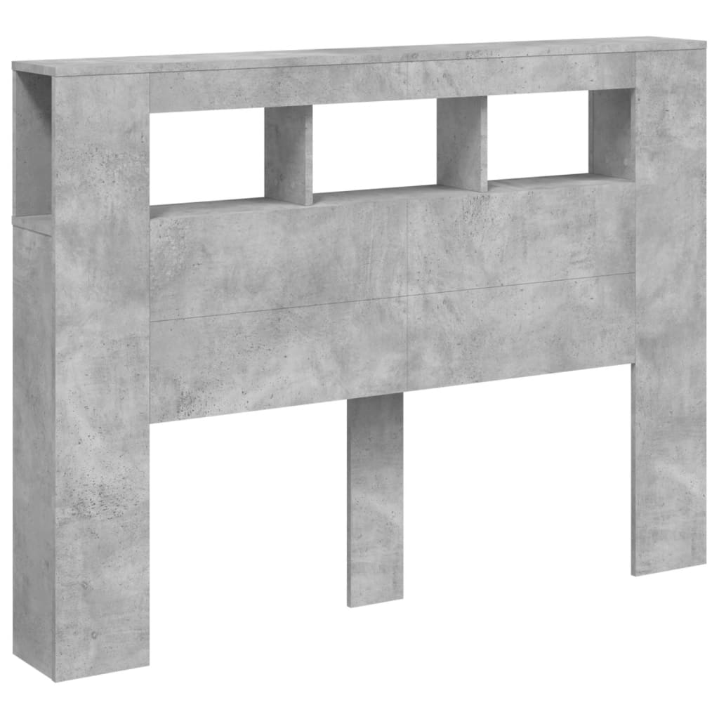 Sengegavl med LED betonggrå 140x18,5x103,5 cm konstruert tre