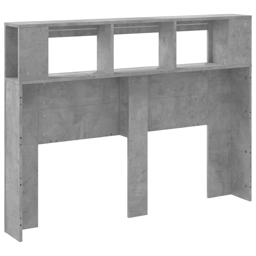 Sengegavl med LED betonggrå 140x18,5x103,5 cm konstruert tre