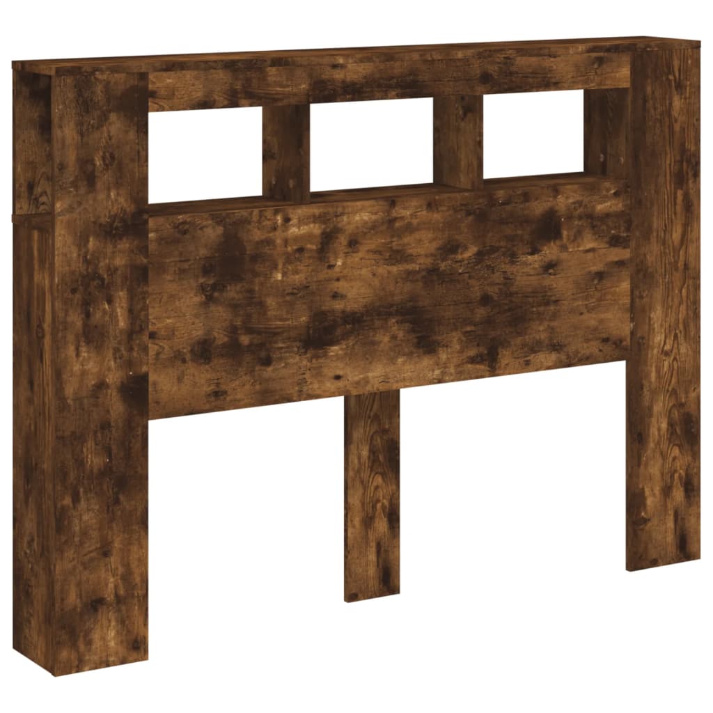Sengegavl med LED røkt eik 140x18,5x103,5 cm konstruert tre