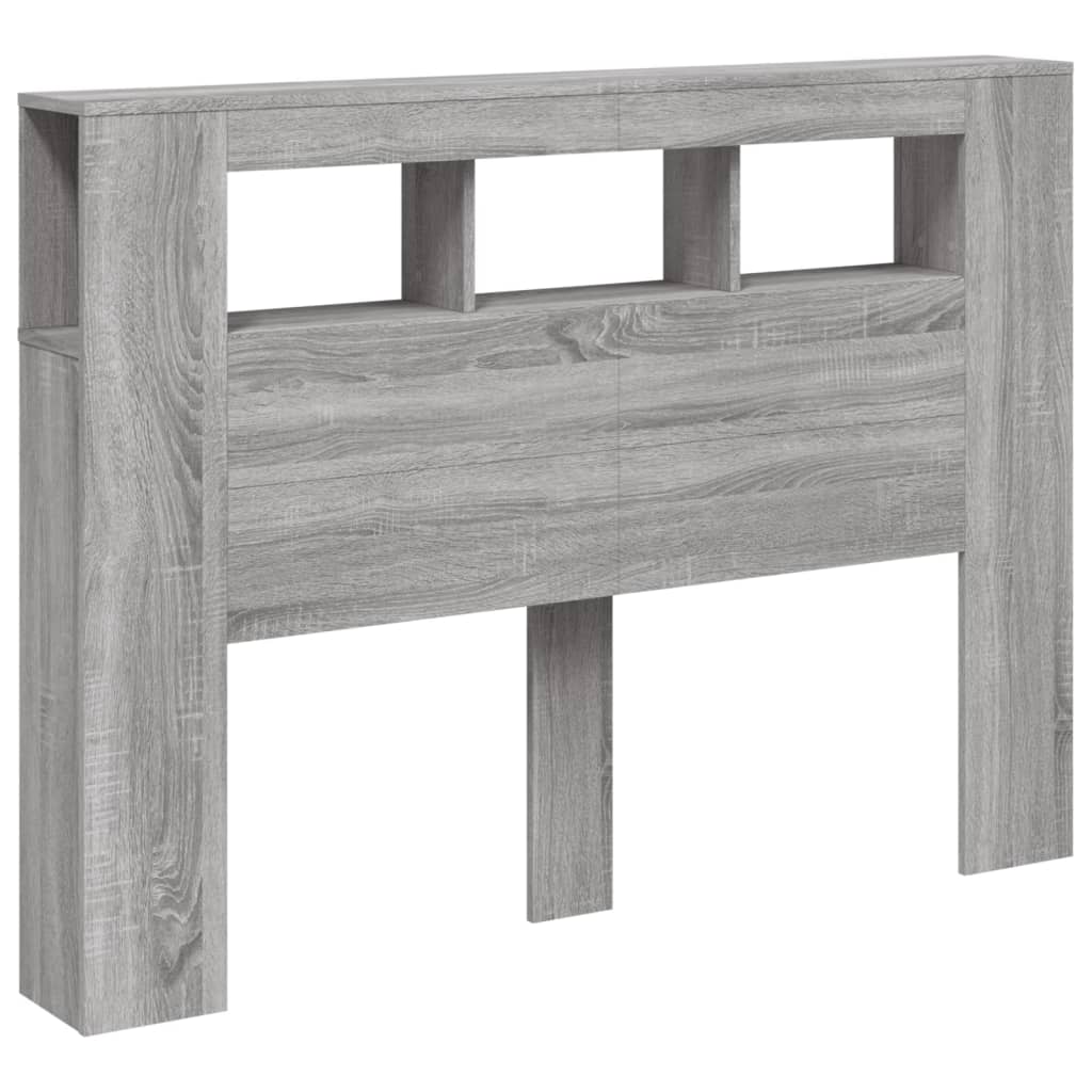 Sengegavl med LED grå sonoma 140x18,5x103,5 cm konstruert tre