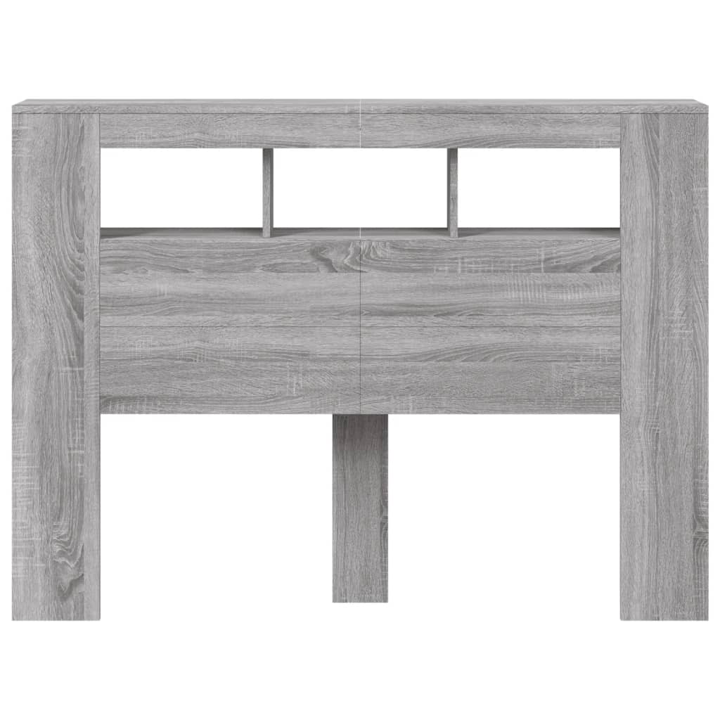 Sengegavl med LED grå sonoma 140x18,5x103,5 cm konstruert tre