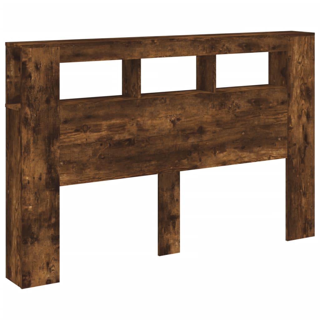 Sengegavl med LED røkt eik 160x18,5x103,5 cm konstruert tre