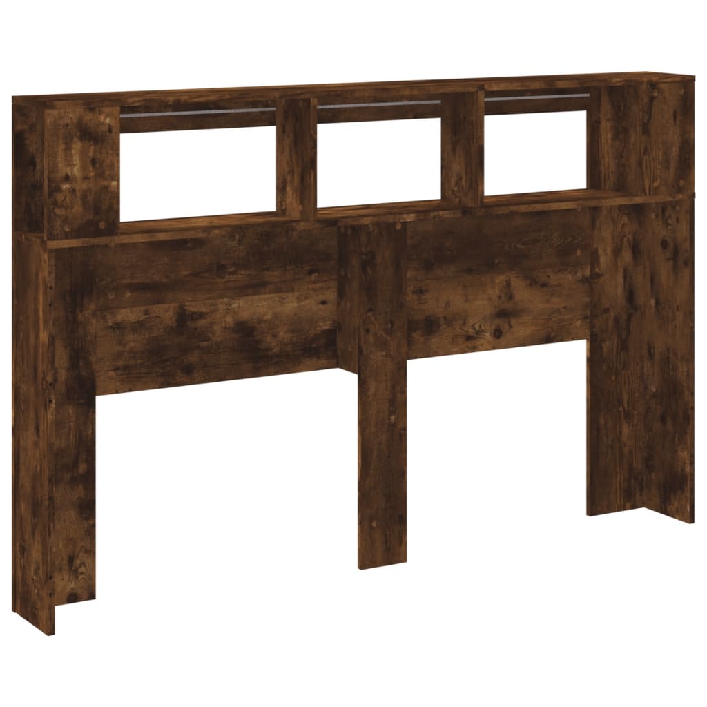 Sengegavl med LED røkt eik 160x18,5x103,5 cm konstruert tre