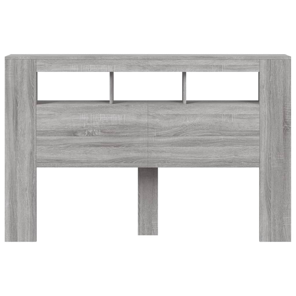 Sengegavl med LED grå sonoma 160x18,5x103,5 cm konstruert tre