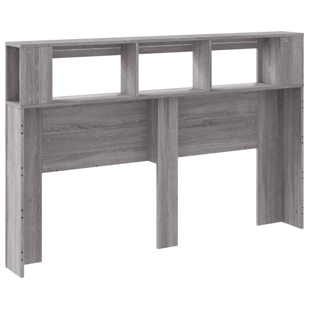 Sengegavl med LED grå sonoma 160x18,5x103,5 cm konstruert tre