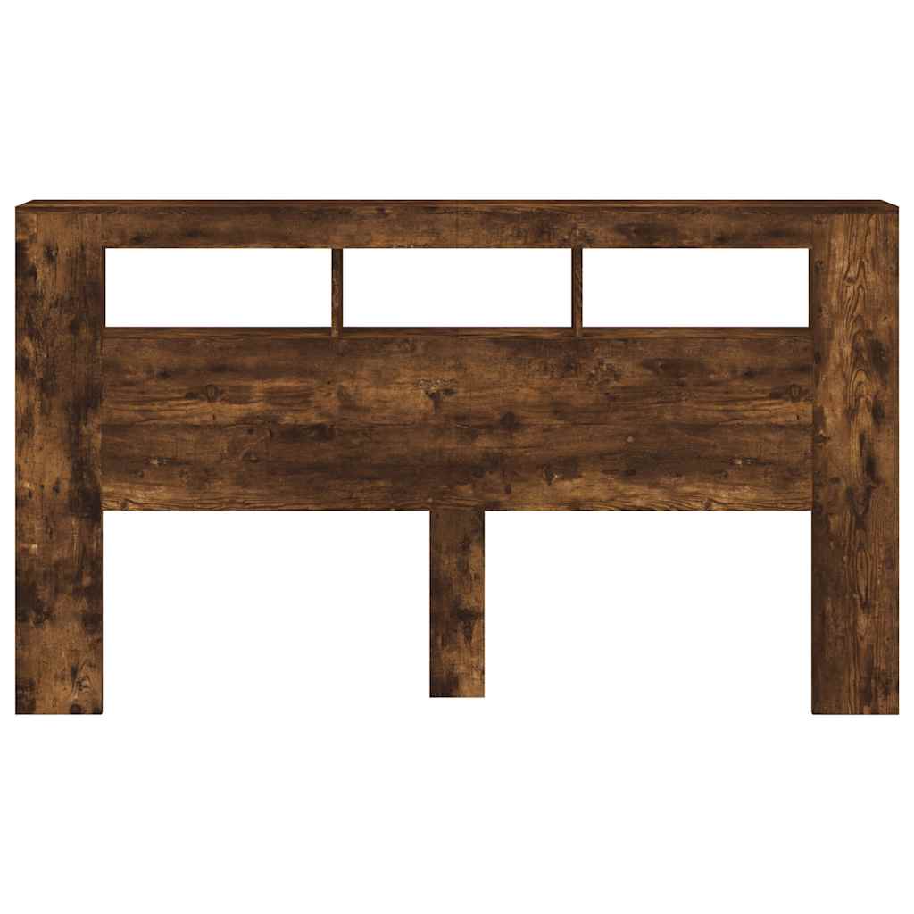 Sengegavl med LED røkt eik 180x18,5x103,5 cm konstruert tre