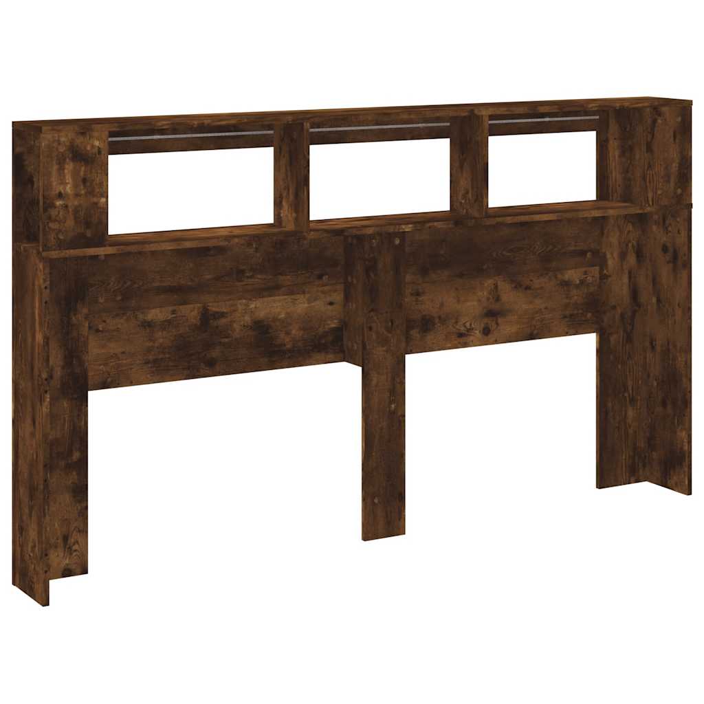 Sengegavl med LED røkt eik 180x18,5x103,5 cm konstruert tre
