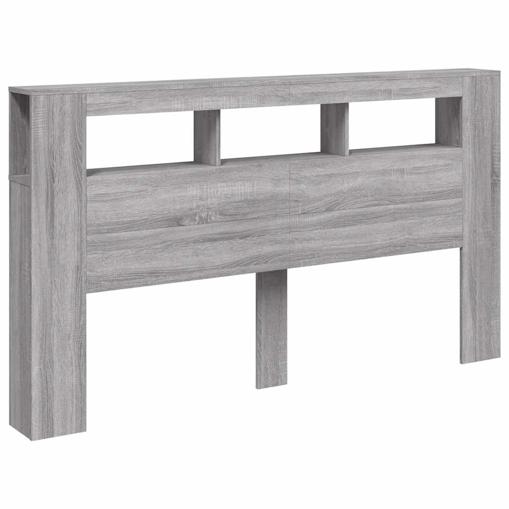 Sengegavl med LED grå sonoma 180x18,5x103,5 cm konstruert tre