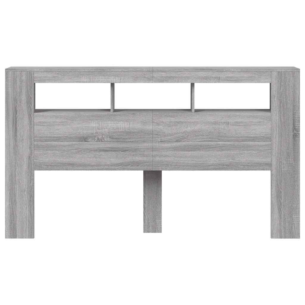 Sengegavl med LED grå sonoma 180x18,5x103,5 cm konstruert tre
