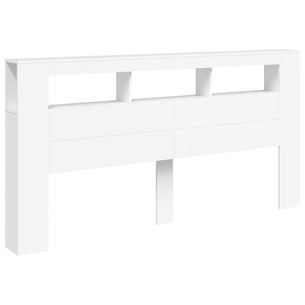Sengegavl med LED hvit 200x18,5x103,5 cm konstruert tre