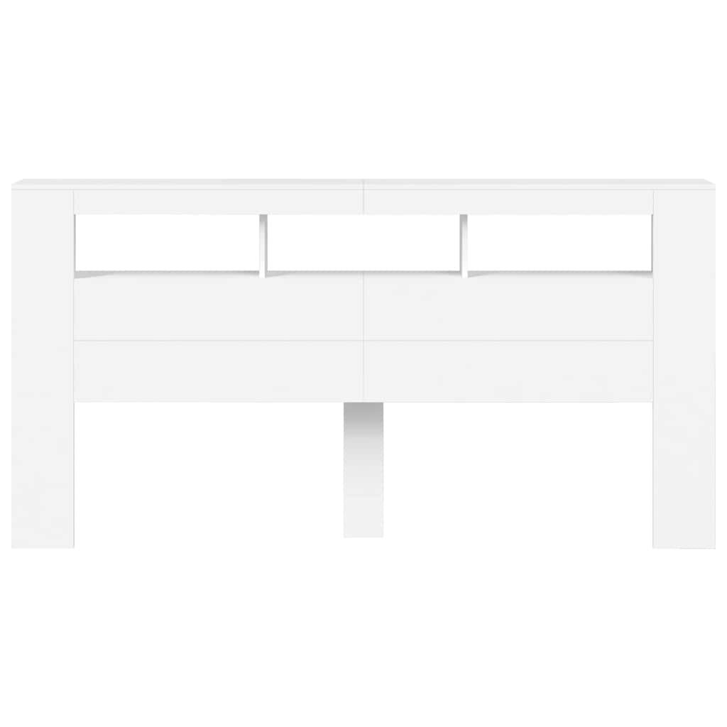 Sengegavl med LED hvit 200x18,5x103,5 cm konstruert tre