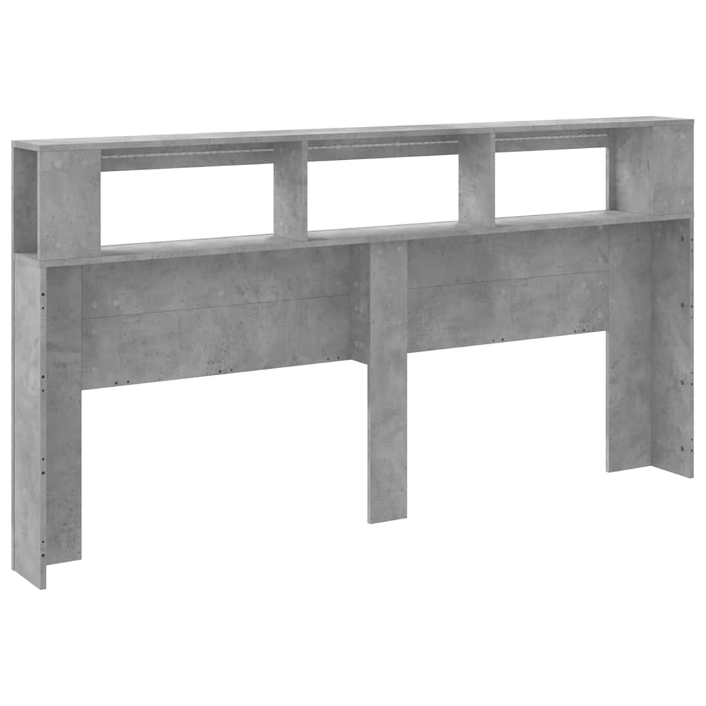 Sengegavl med LED betonggrå 200x18,5x103,5 cm konstruert tre