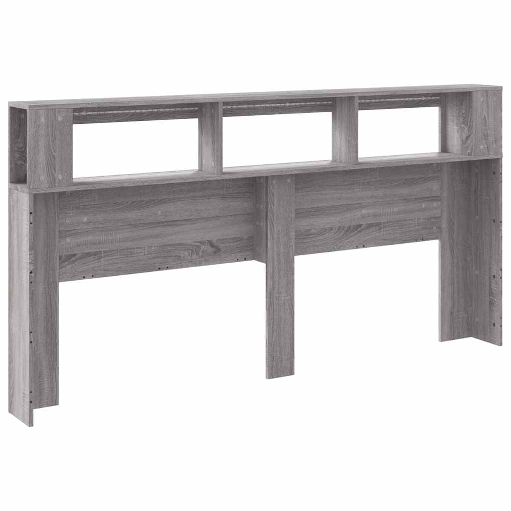 Sengegavl med LED grå sonoma 200x18,5x103,5 cm konstruert tre