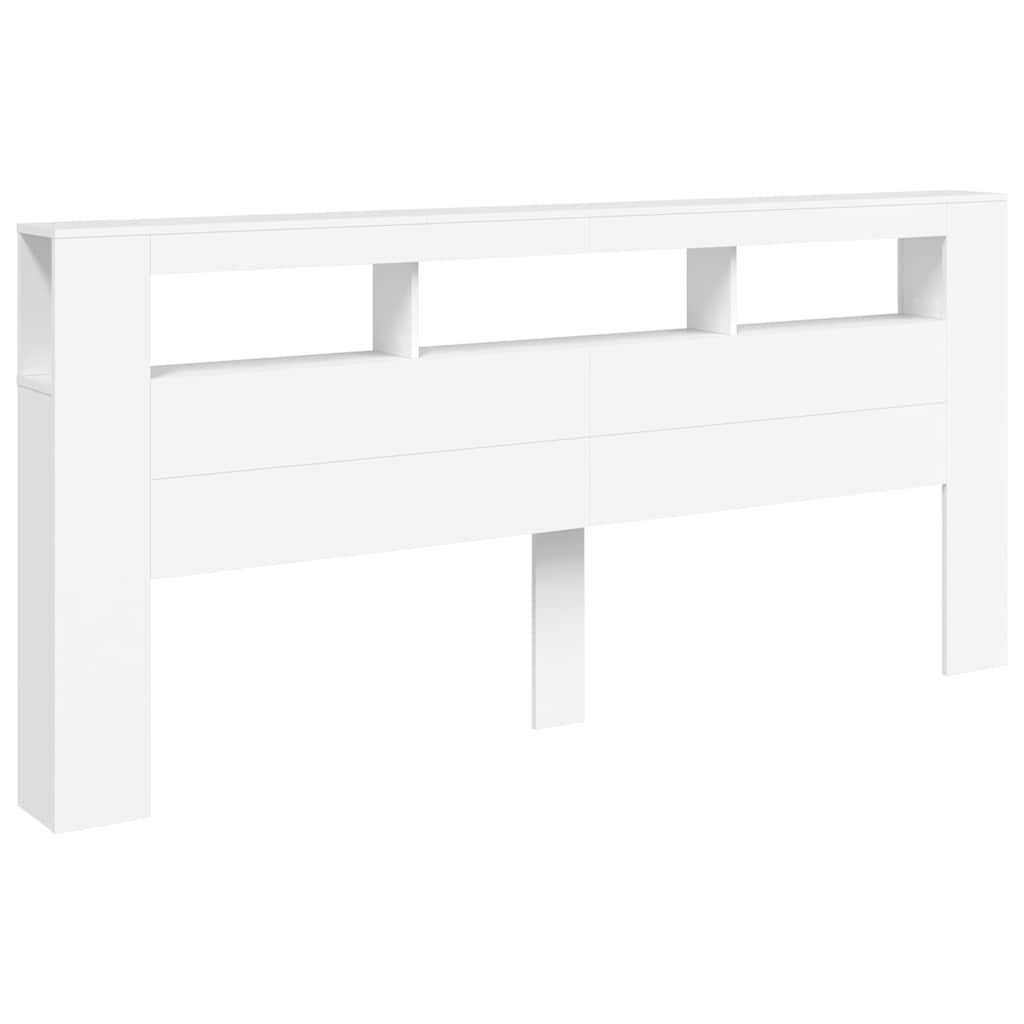 Sengegavl med LED hvit 220x18,5x103,5 cm konstruert tre