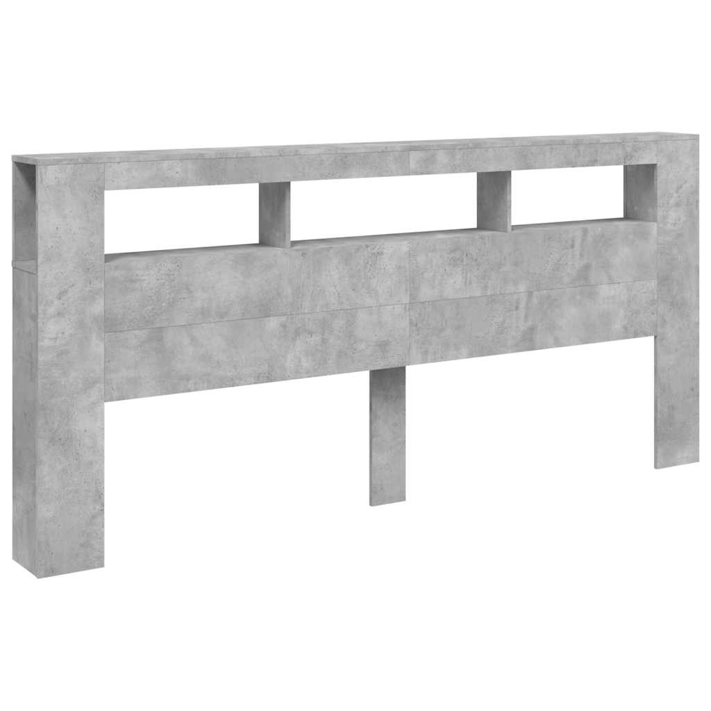 Sengegavl med LED betonggrå 220x18,5x103,5 cm konstruert tre
